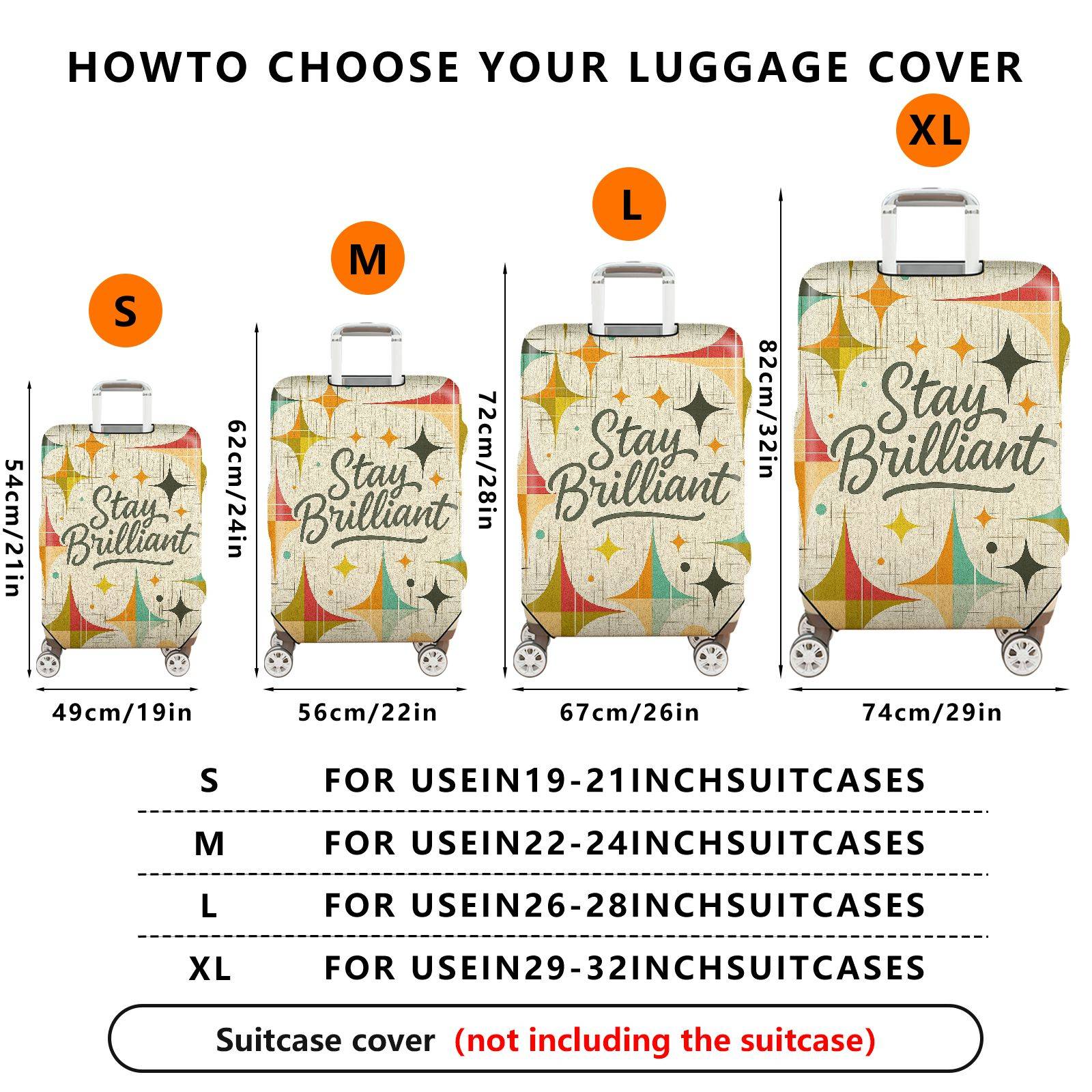 1-Piece Abstract Retro Inspirational Colorful Star Pattern  Suitcase Luggage Cover, Stretch Protective Sleeve