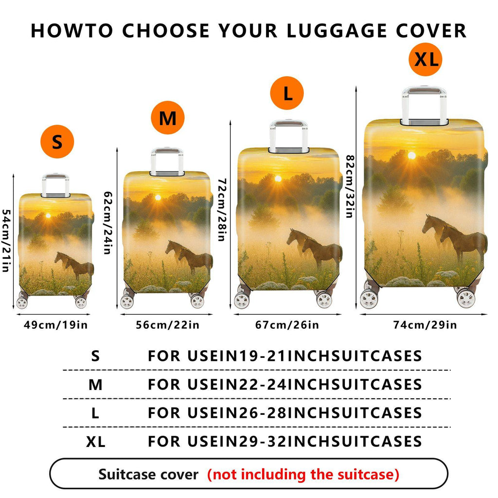 1-Piece Sunrise Horse Nature Landscape Scenery Mist  Suitcase Luggage Cover, Stretch Protective Sleeve