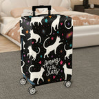 1-Piece Starry Cat Hearts Cosmic Whimsical  Suitcase Luggage Cover, Stretch Protective Sleeve
