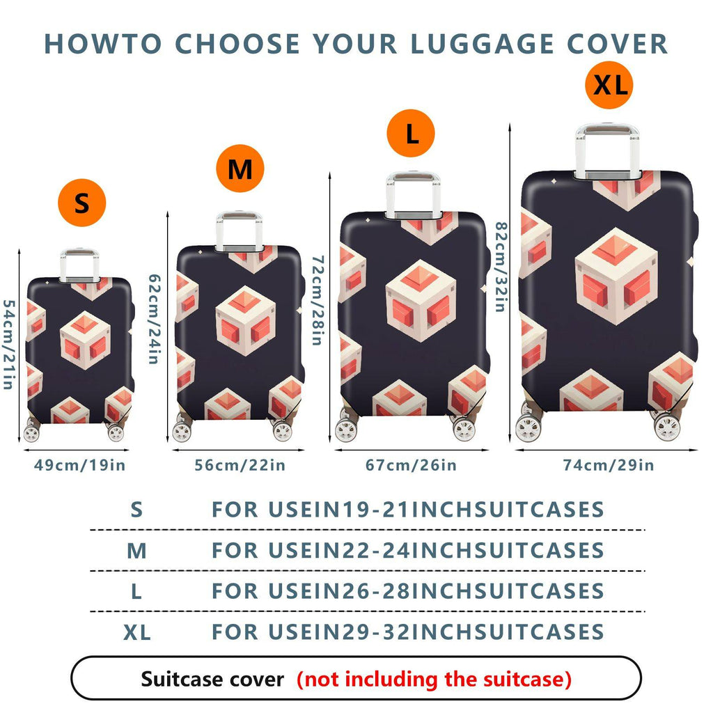 1-Piece Geometric Modern Art Cube Pattern  Suitcase Luggage Cover, Stretch Protective Sleeve