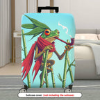 1-Piece Frog Smoking Red Scarf Whimsical Artistic  Suitcase Luggage Cover, Stretch Protective Sleeve