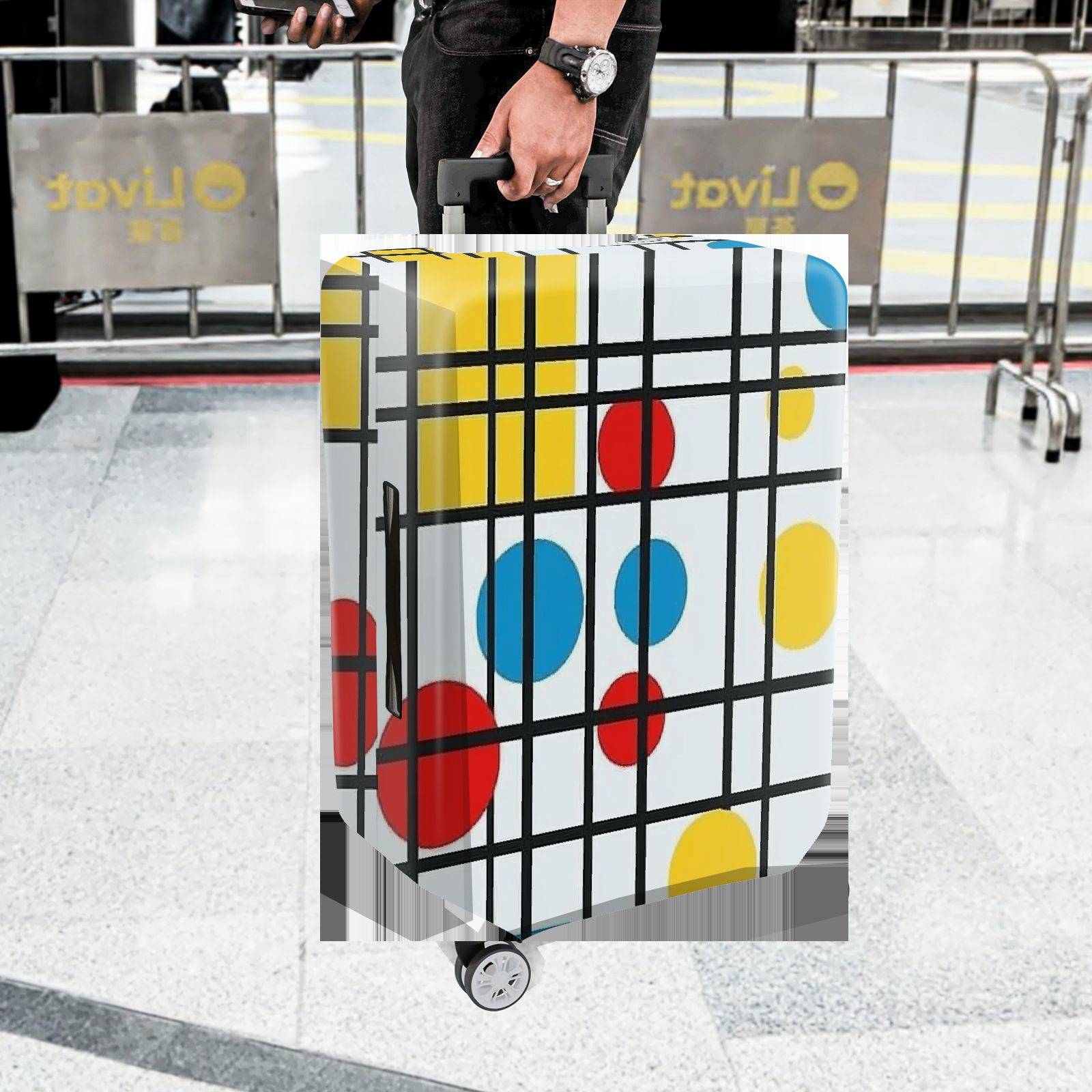 1-Piece Modern Abstract Geometric Colorful Artistic Stylish  Suitcase Luggage Cover, Stretch Protective Sleeve