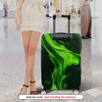 1-Piece Abstract Green Artistic Nature Flow Dynamic Stylish  Suitcase Luggage Cover, Stretch Protective Sleeve