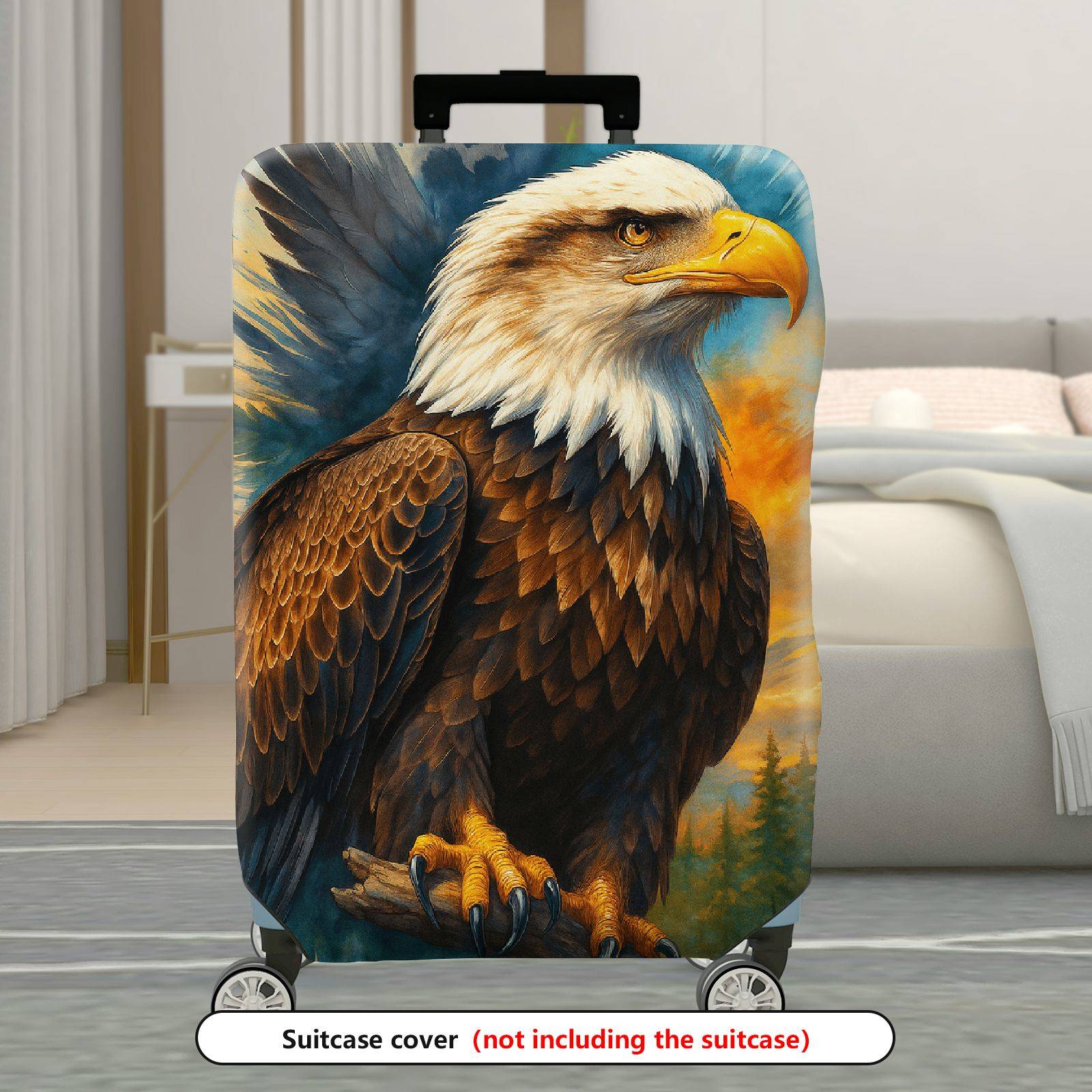 1-Piece Eagle Nature Wildlife Scenic Majestic Artistic  Suitcase Luggage Cover, Stretch Protective Sleeve