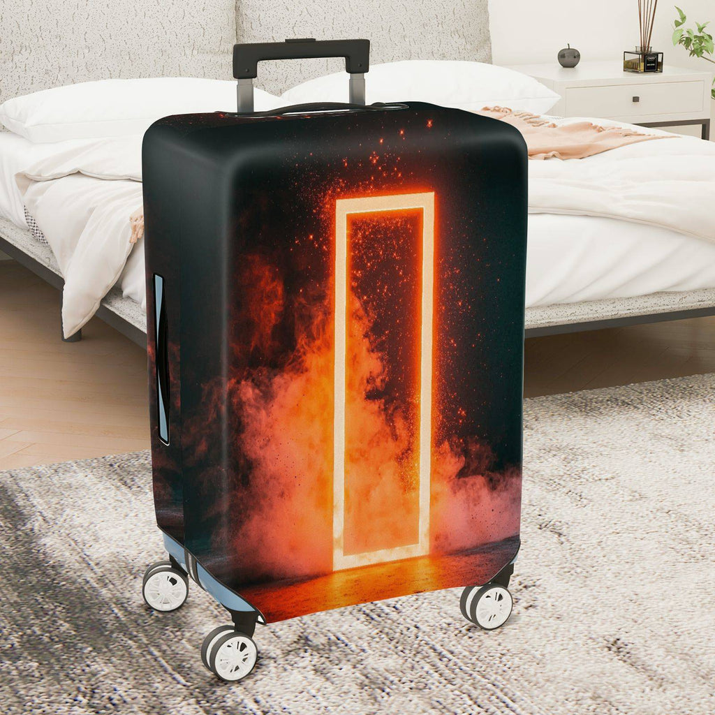 1-Piece Fiery Mysterious Futuristic Abstract Cosmic  Suitcase Luggage Cover, Stretch Protective Sleeve