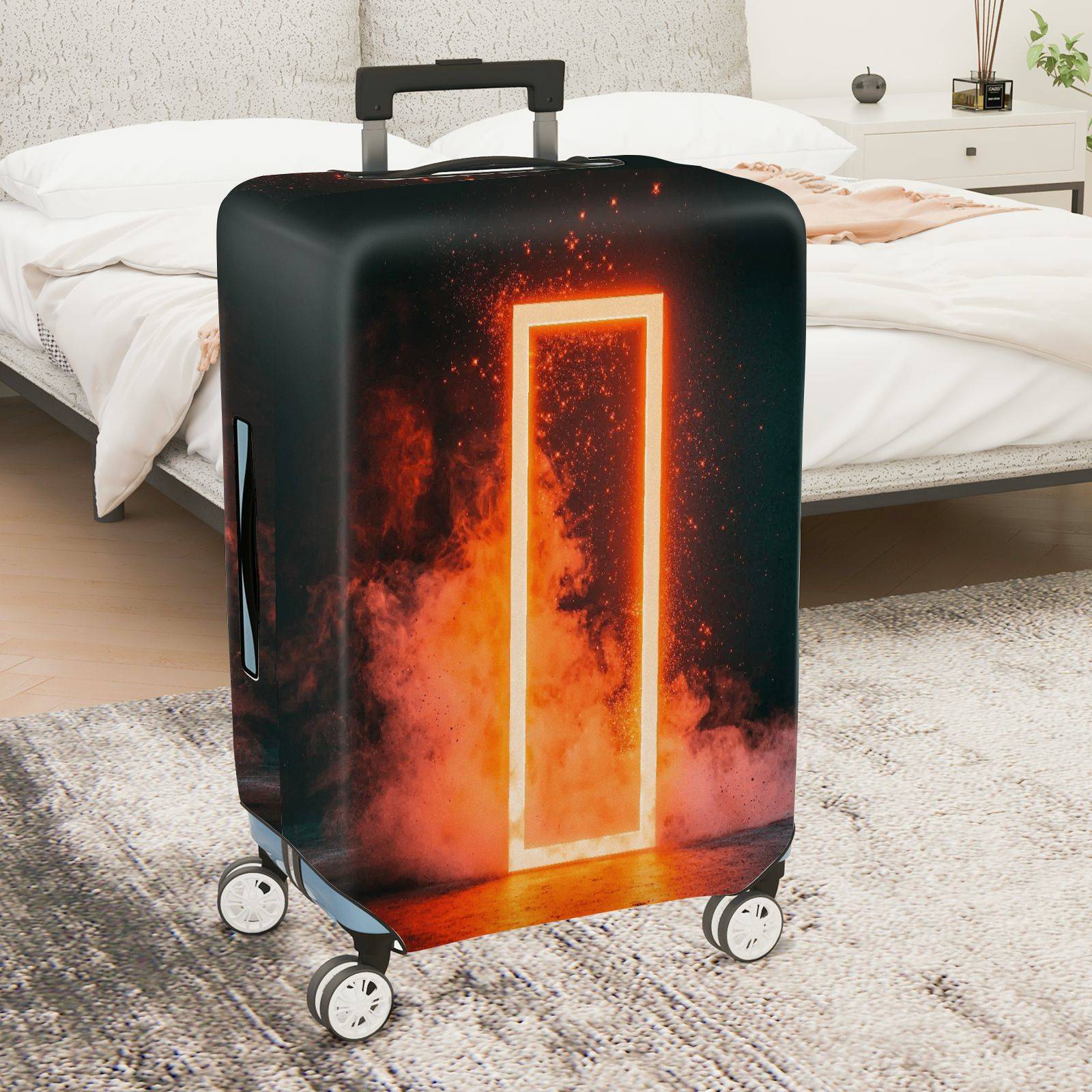 1-Piece Fiery Mysterious Futuristic Abstract Cosmic  Suitcase Luggage Cover, Stretch Protective Sleeve