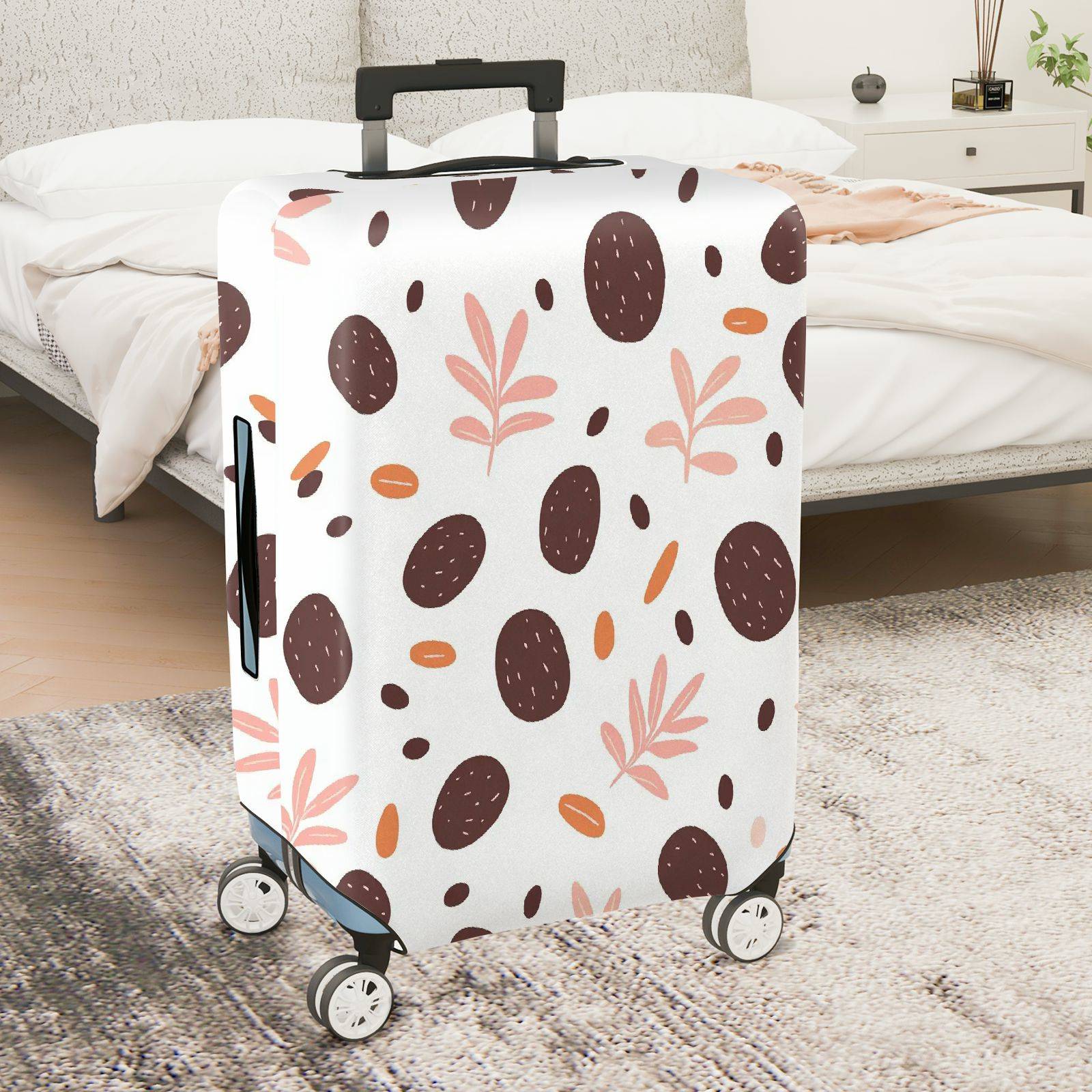 1-Piece Abstract Brown Leaf Pattern  Suitcase Luggage Cover, Stretch Protective Sleeve