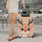 1-Piece Cute Festive Reindeer Snow  Holiday  Suitcase Luggage Cover, Stretch Protective Sleeve