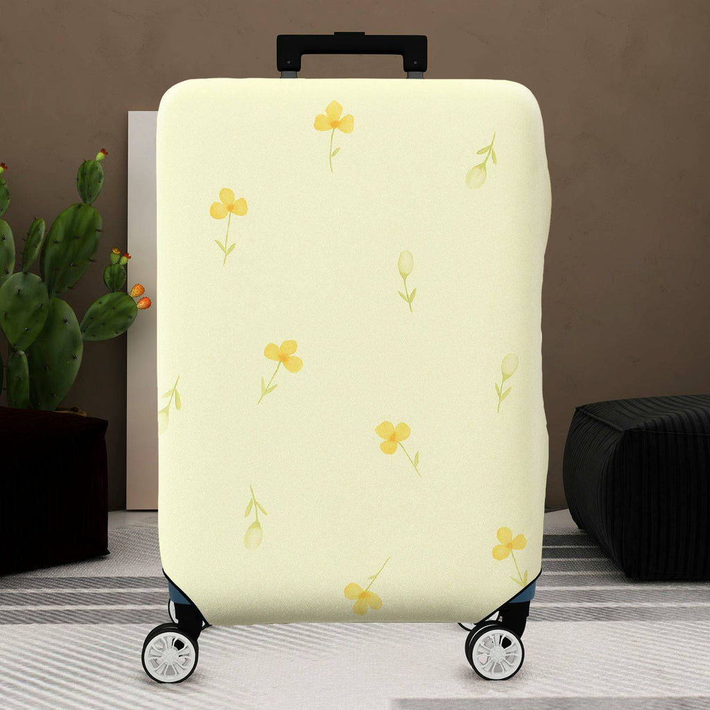 1-Piece Floral Botanical Watercolor Simple Yellow  Suitcase Luggage Cover, Stretch Protective Sleeve