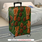 1-Piece Pine Cone Cinnamon Evergreen Holiday Nature Travel  Suitcase Luggage Cover, Stretch Protective Sleeve
