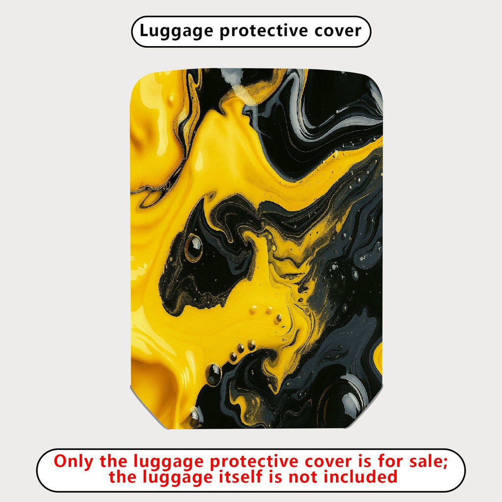 1-Piece Abstract Swirl Yellow Black Marble Art  Suitcase Luggage Cover, Stretch Protective Sleeve
