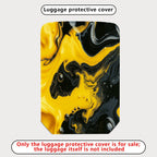 1-Piece Abstract Swirl Yellow Black Marble Art  Suitcase Luggage Cover, Stretch Protective Sleeve