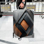 1-Piece Geometric Modern Industrial Abstract Metallic Neutral  Suitcase Luggage Cover, Stretch Protective Sleeve