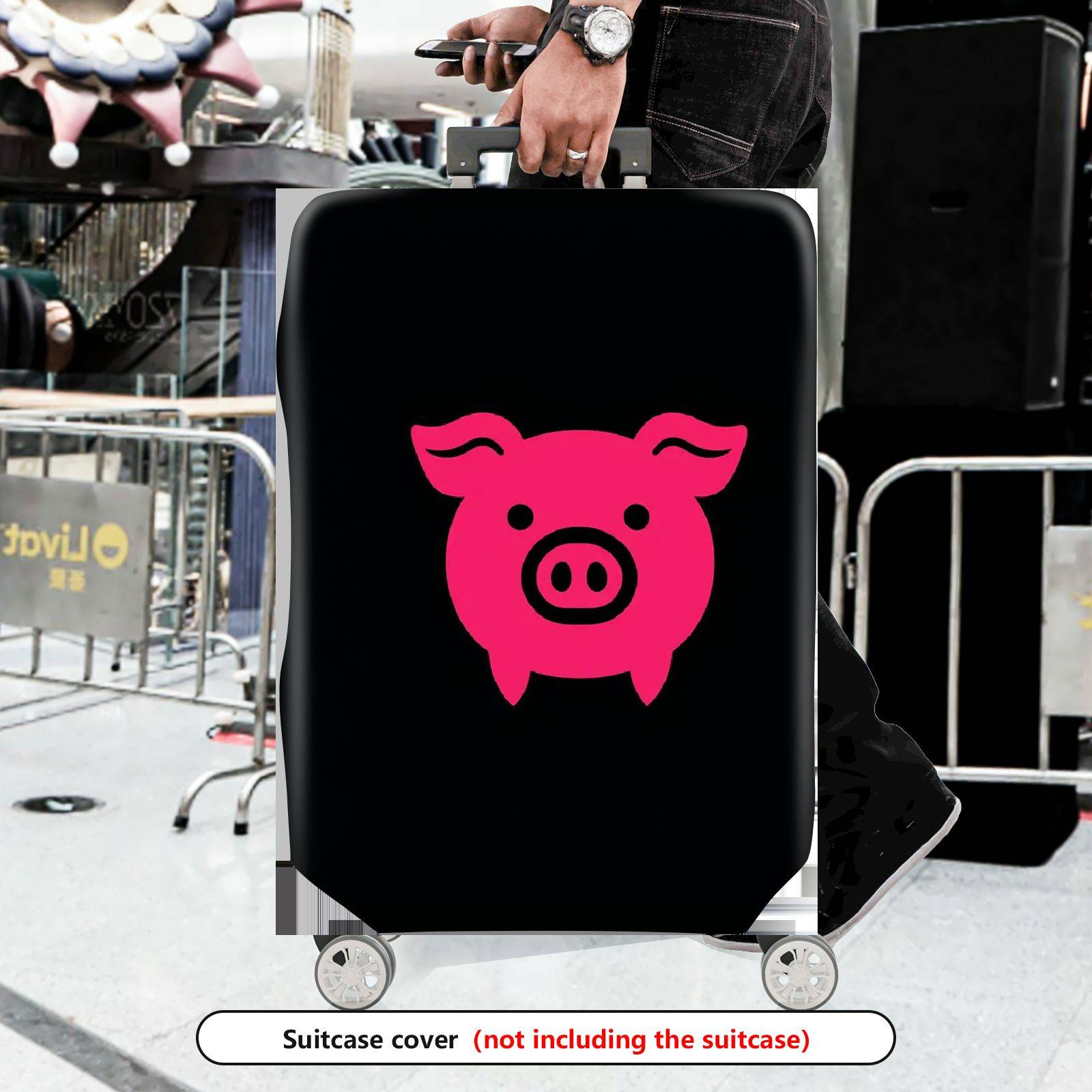 1-Piece Animal Pink Pig Decorative Travel  Suitcase Luggage Cover, Stretch Protective Sleeve