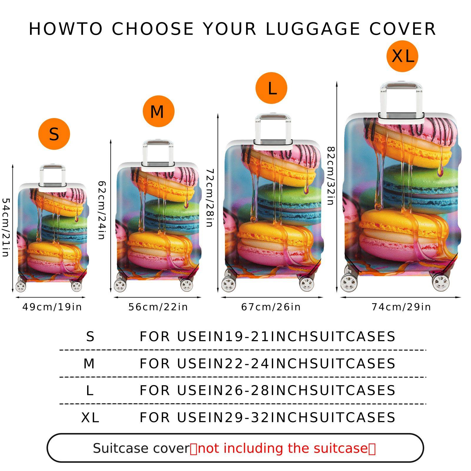 1-Piece Colorful Macaron Drip Design Sweet Pastel Artistic  Suitcase Luggage Cover, Stretch Protective Sleeve