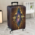1-Piece Geometric Abstract Gold Line Art Deco Stylish Dark  Suitcase Luggage Cover, Stretch Protective Sleeve