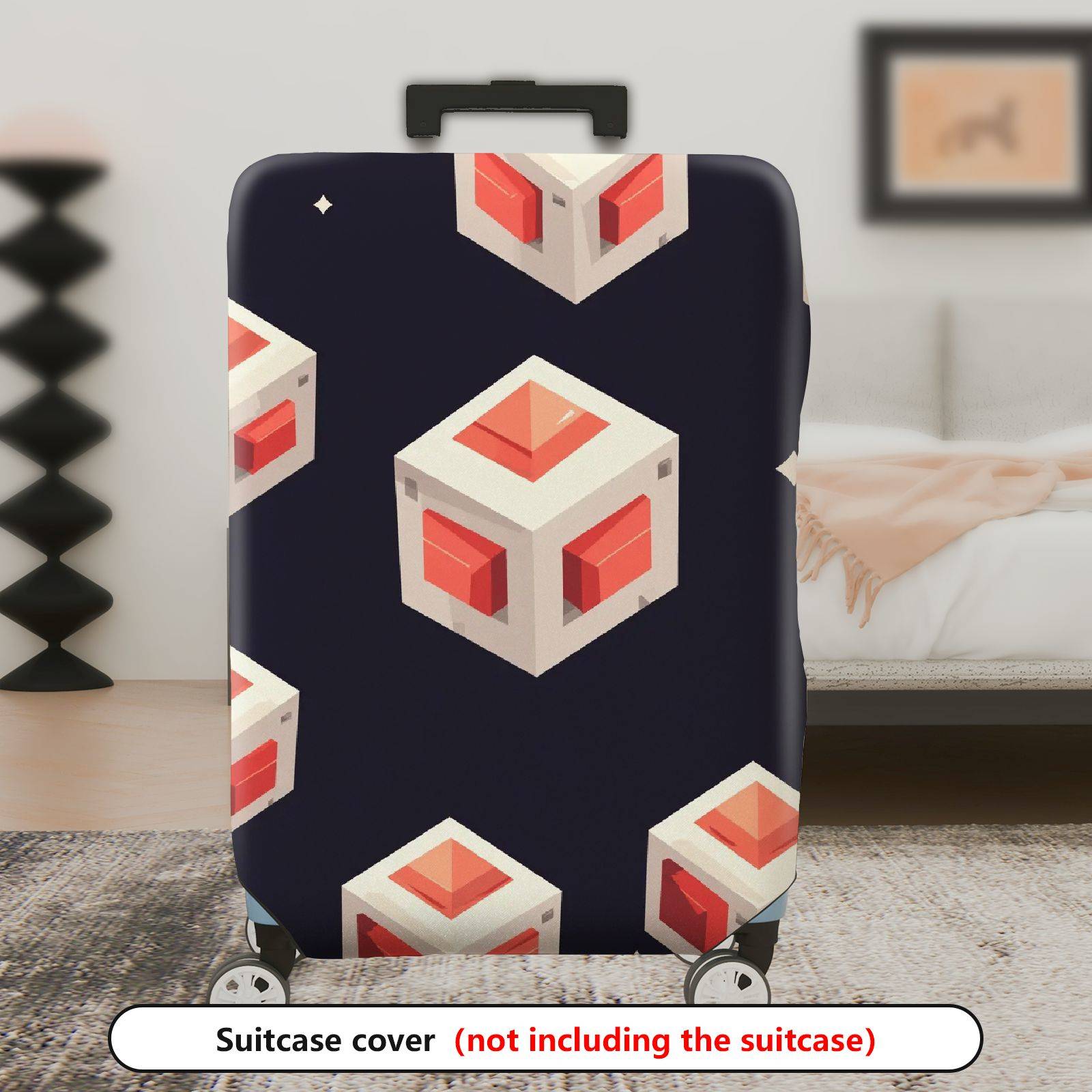 1-Piece Geometric Modern Art Cube Pattern  Suitcase Luggage Cover, Stretch Protective Sleeve