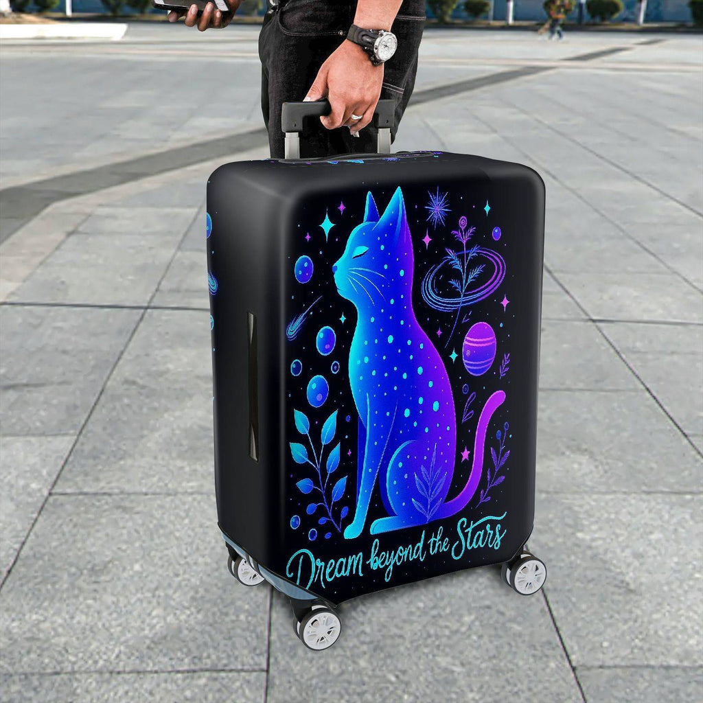 1-Piece Galaxy Cat Starry Night Cosmic Space Dream  Suitcase Luggage Cover, Stretch Protective Sleeve