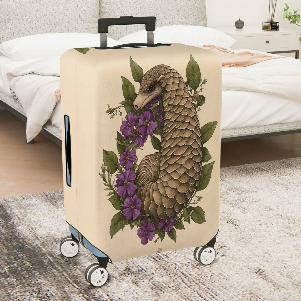 1-Piece Animal Floral Nature Artistic Vintage Pangolin  Suitcase Luggage Cover, Stretch Protective Sleeve