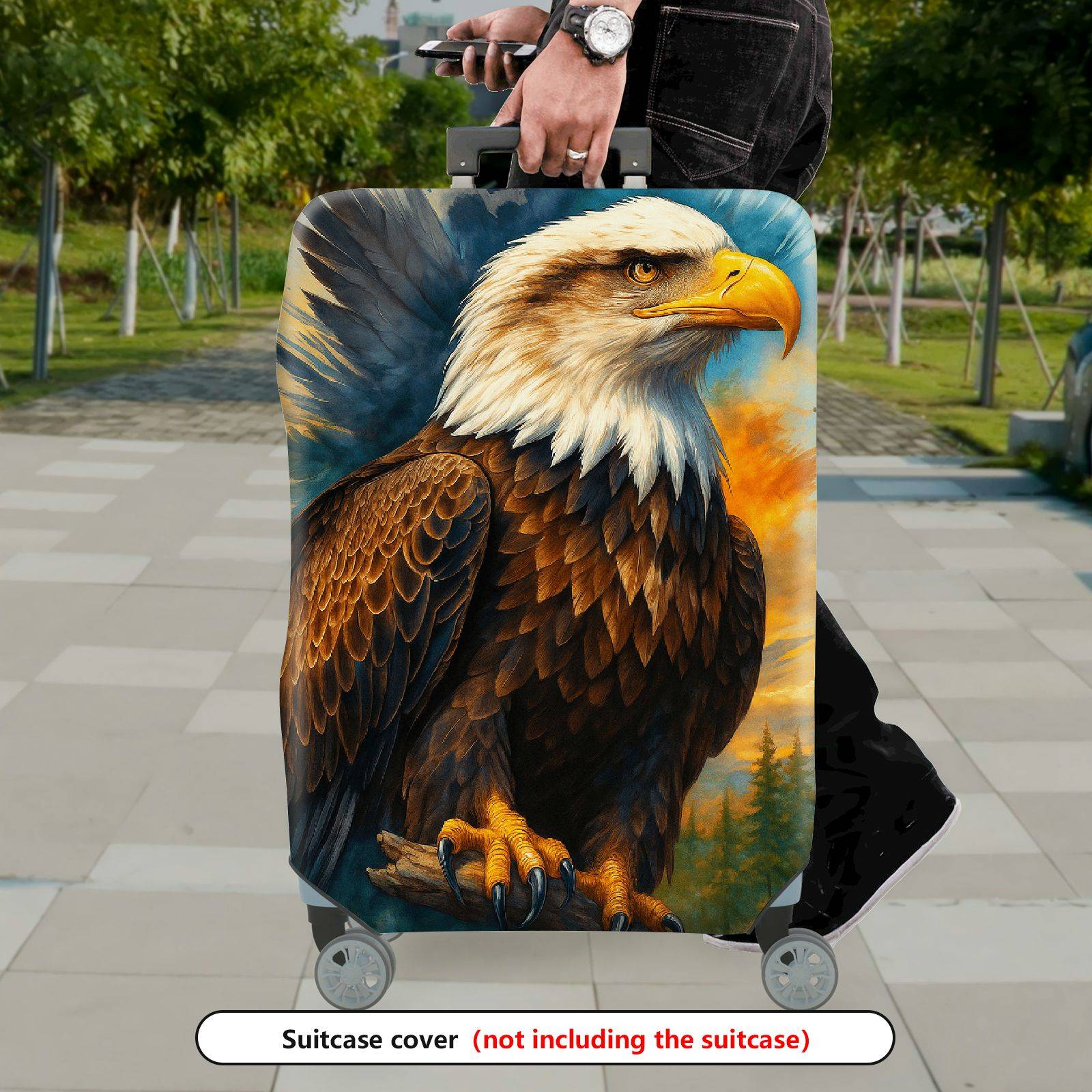 1-Piece Eagle Nature Wildlife Scenic Majestic Artistic  Suitcase Luggage Cover, Stretch Protective Sleeve