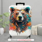 1-Piece Abstract Artistic Bear Nature Colorful Stylish  Suitcase Luggage Cover, Stretch Protective Sleeve