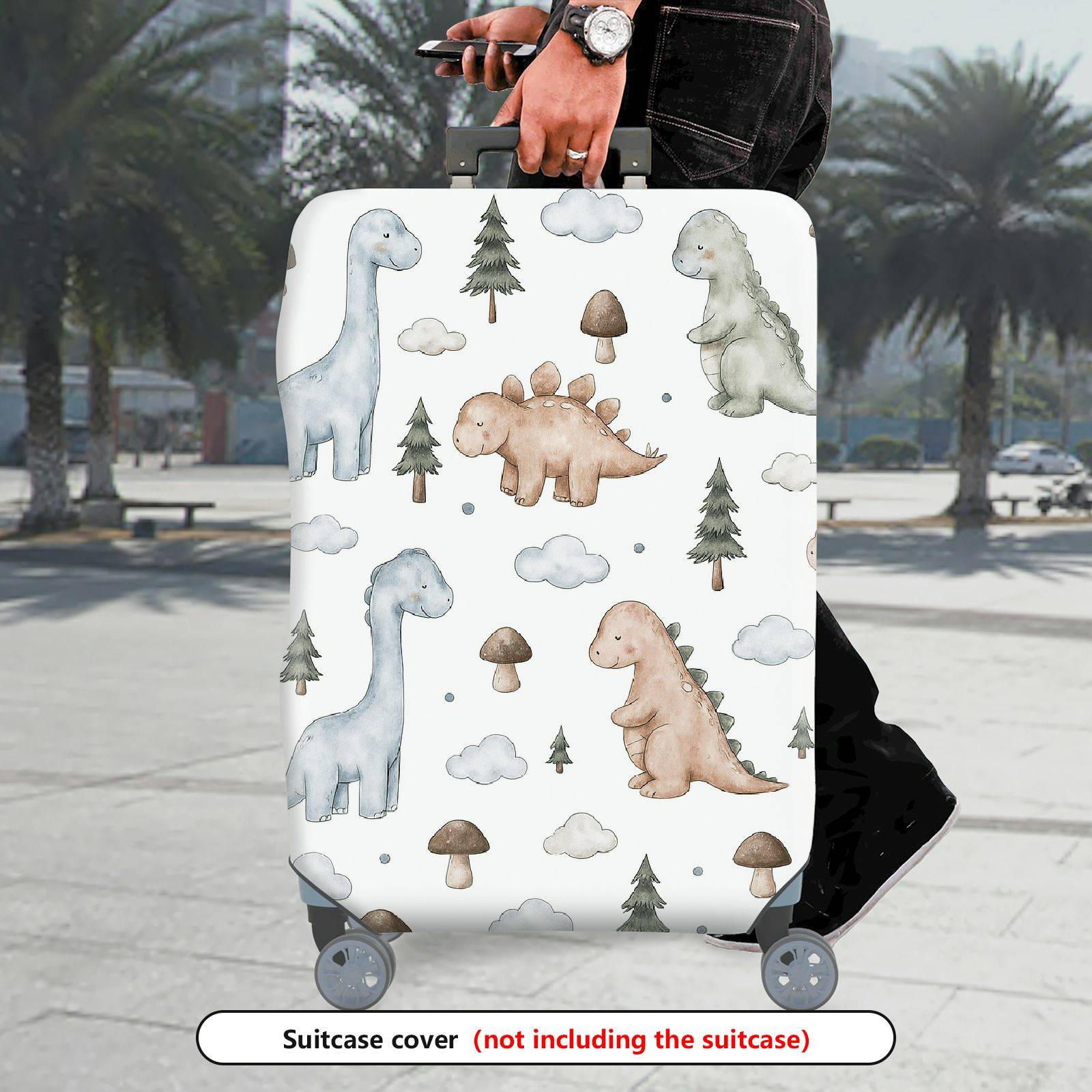 1-Piece Cute Dinosaur Tree Cloud Mushroom  Suitcase Luggage Cover, Stretch Protective Sleeve