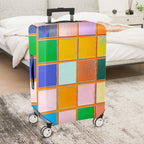 1-Piece Colorful Abstract Geometric Vibrant Pattern Square  Suitcase Luggage Cover, Stretch Protective Sleeve
