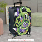 1-Piece Green Snake Abstract Geometric Artistic Cosmic  Suitcase Luggage Cover, Stretch Protective Sleeve
