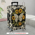 1-Piece Floral Butterfly Lace Sunflower Vintage Chic Elegant Artistic  Suitcase Luggage Cover, Stretch Protective Sleeve
