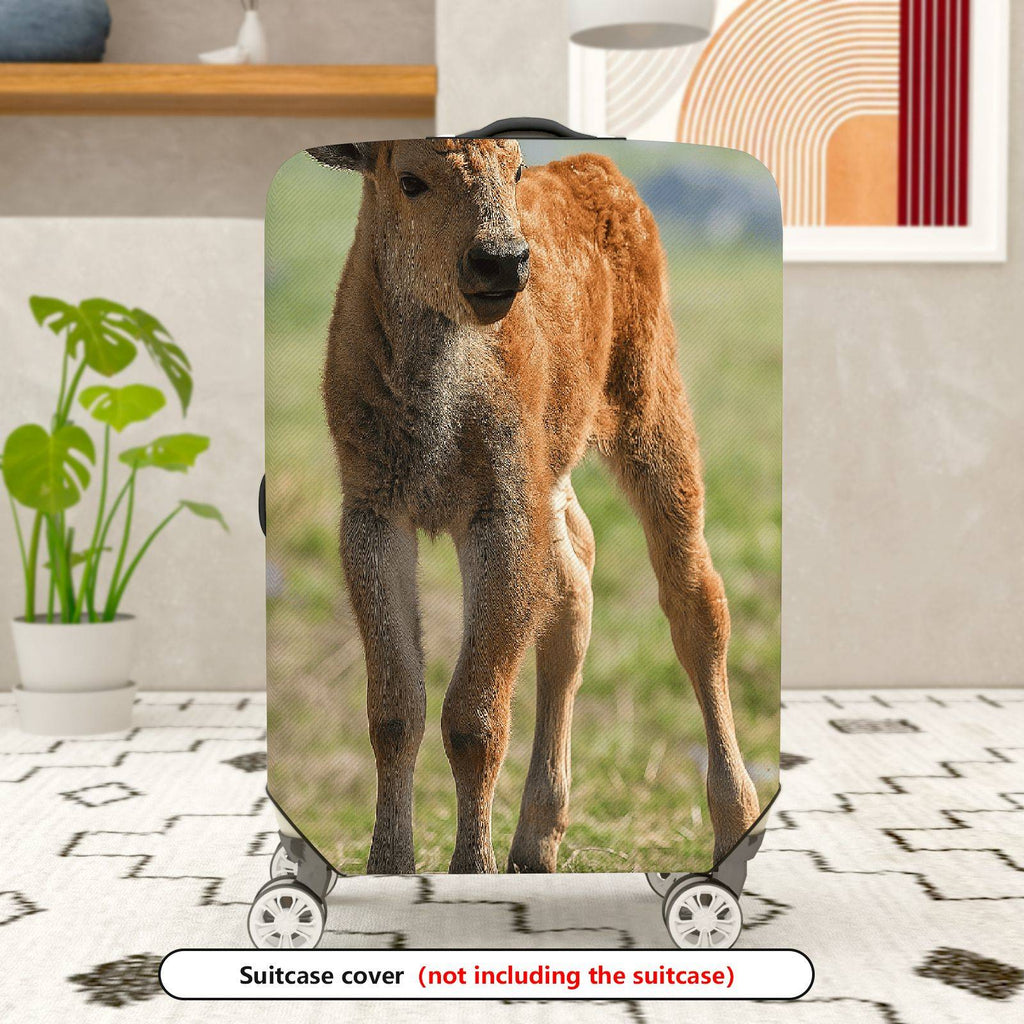 1-Piece Animal Nature Wildlife Calf Grassland Peaceful  Suitcase Luggage Cover, Stretch Protective Sleeve