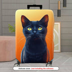 1-Piece Black Cat Orange Artistic Stylish Unique Eye-Catching  Suitcase Luggage Cover, Stretch Protective Sleeve