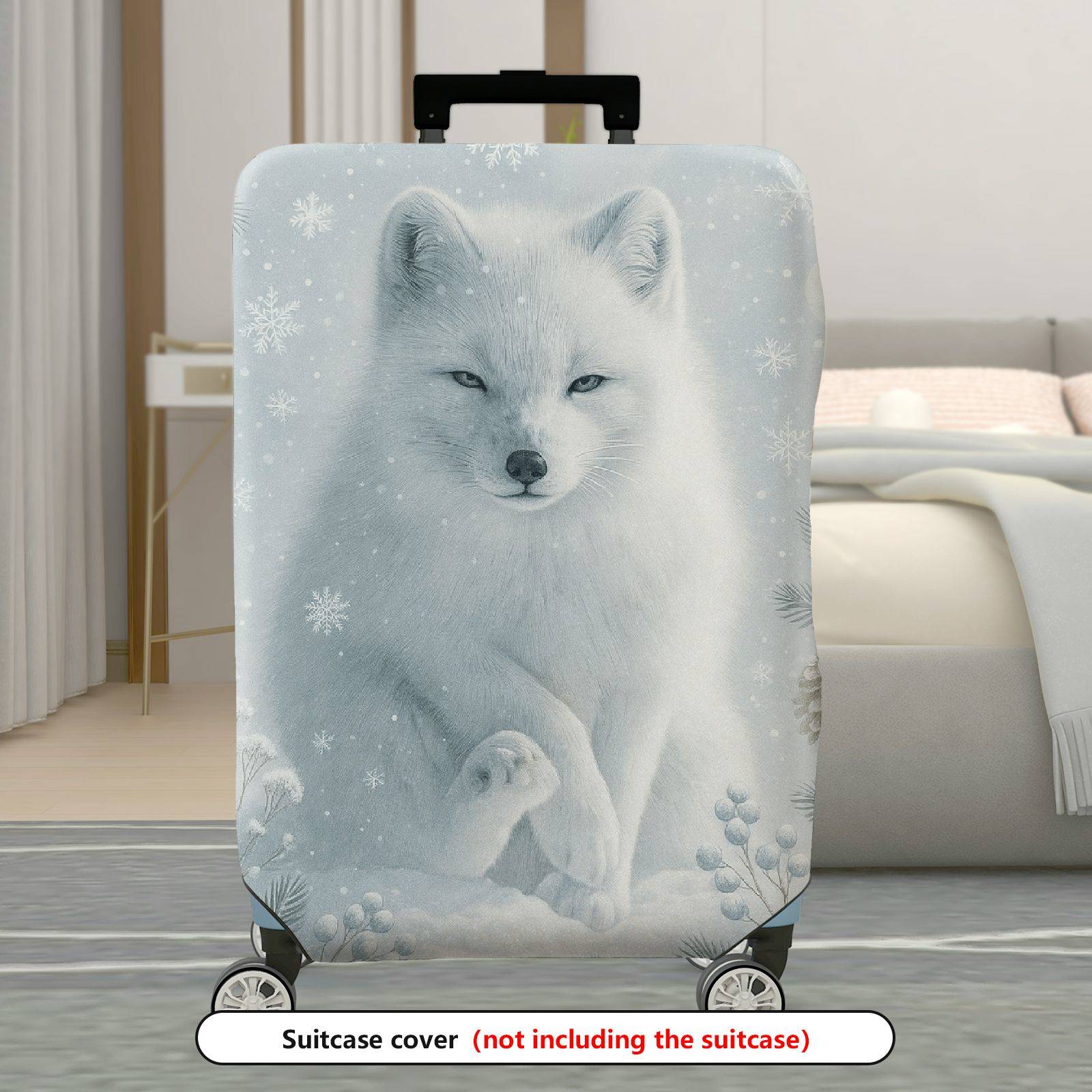1-Piece Arctic Fox Snow Winter Nature Pine  Suitcase Luggage Cover, Stretch Protective Sleeve