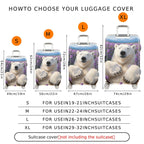 1-Piece Polar Bear Lavender Mountain Nature Landscape  Suitcase Luggage Cover, Stretch Protective Sleeve