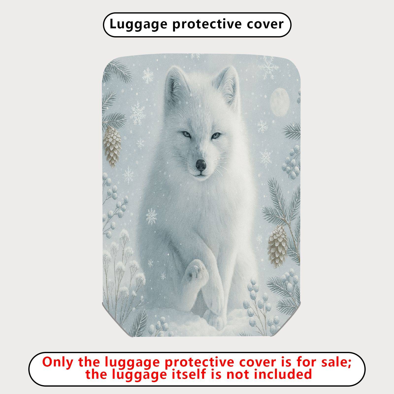 1-Piece Arctic Fox Snow Winter Nature Pine  Suitcase Luggage Cover, Stretch Protective Sleeve