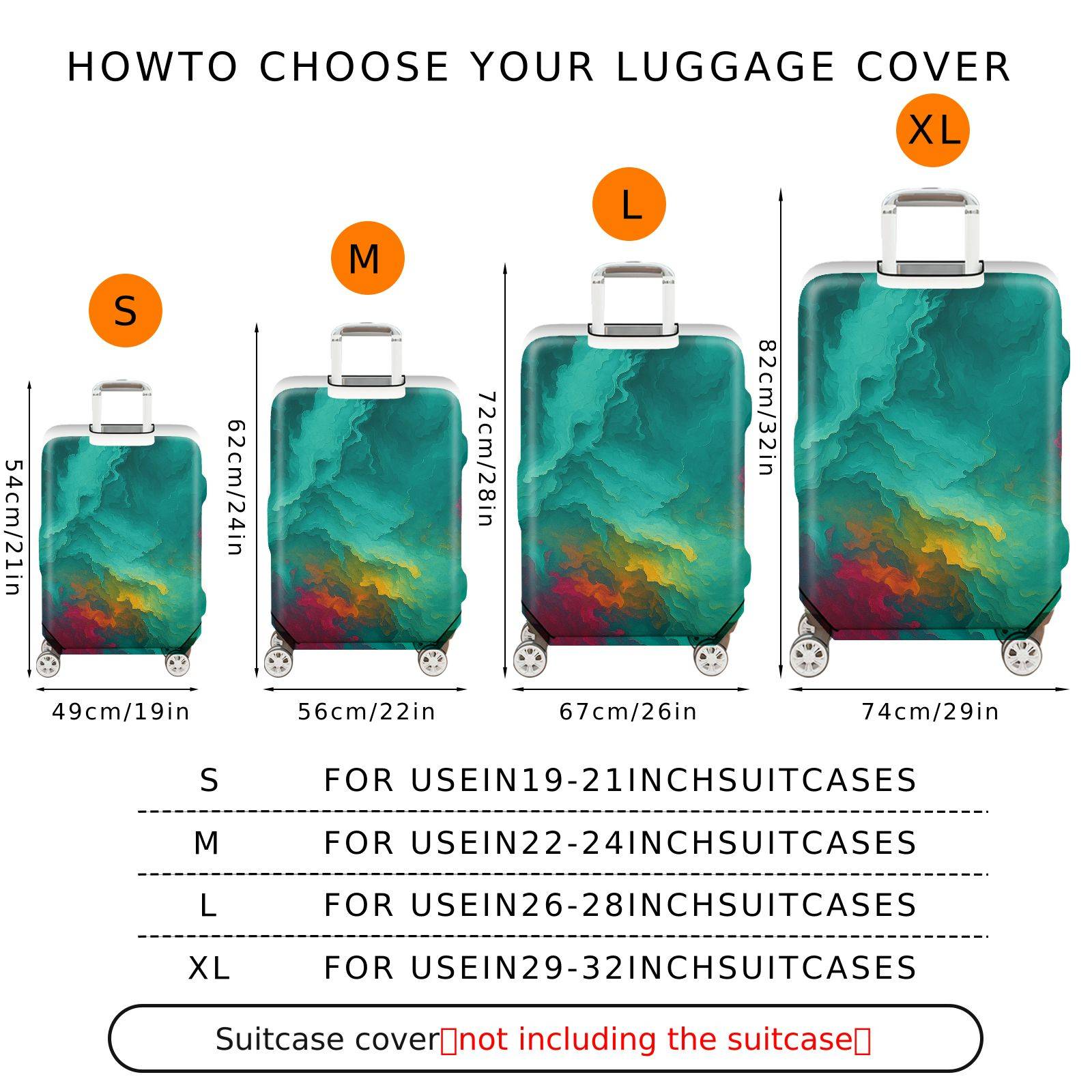 1-Piece Abstract Multicolor Artistic Vivid Vibrant Colorful  Suitcase Luggage Cover, Stretch Protective Sleeve