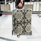 1-Piece Floral Geometric Black White Elegant Stylish  Suitcase Luggage Cover, Stretch Protective Sleeve