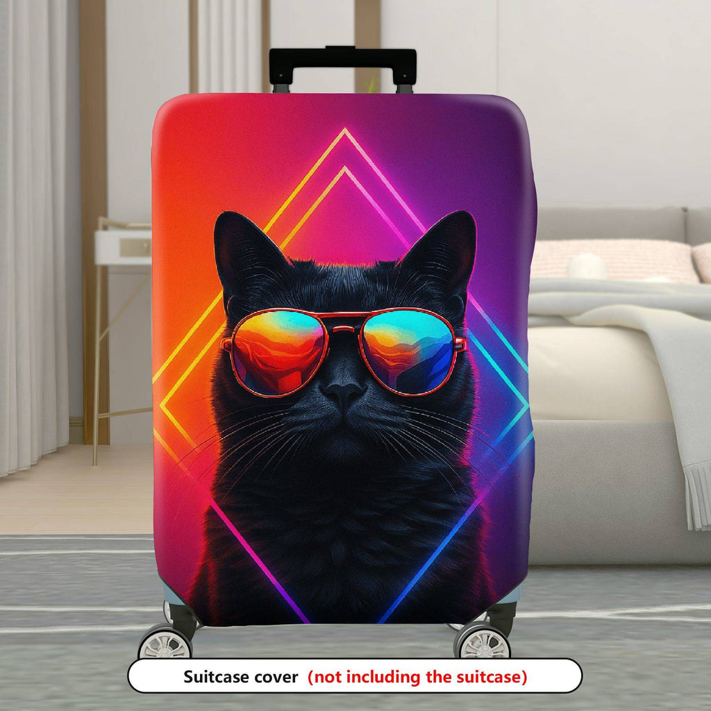 1-Piece Cat Sunglasses  Geometric Cool Trendy  Suitcase Luggage Cover, Stretch Protective Sleeve