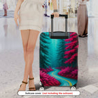 1-Piece Forest Path Vibrant Colors Nature Scenic Landscape  Suitcase Luggage Cover, Stretch Protective Sleeve