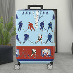1-Piece Blue Hockey Player Forest Sports Winter  Suitcase Luggage Cover, Stretch Protective Sleeve