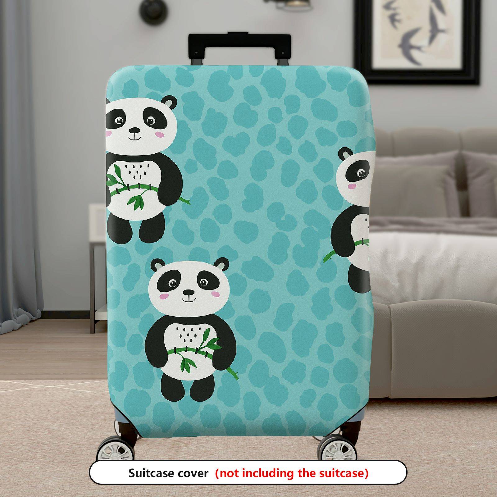 1-Piece Cute Panda Animal Pattern Blue Travel  Suitcase Luggage Cover, Stretch Protective Sleeve