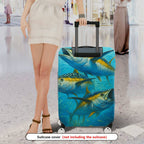 1-Piece Ocean Fish Blue Artistic Vibrant Sea Life Travel  Suitcase Luggage Cover, Stretch Protective Sleeve