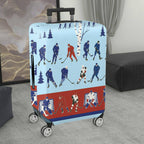 1-Piece Blue Hockey Player Forest Sports Winter  Suitcase Luggage Cover, Stretch Protective Sleeve