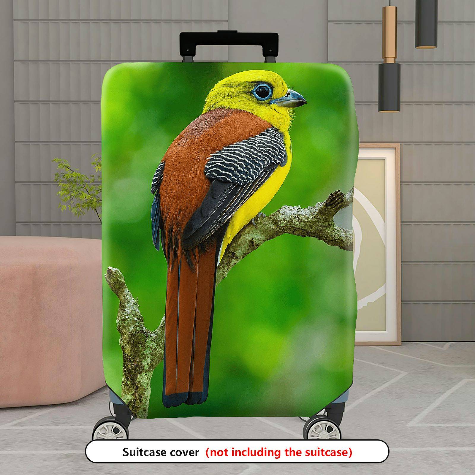 1-Piece Bird Nature Colorful Vibrant Artistic  Suitcase Luggage Cover, Stretch Protective Sleeve