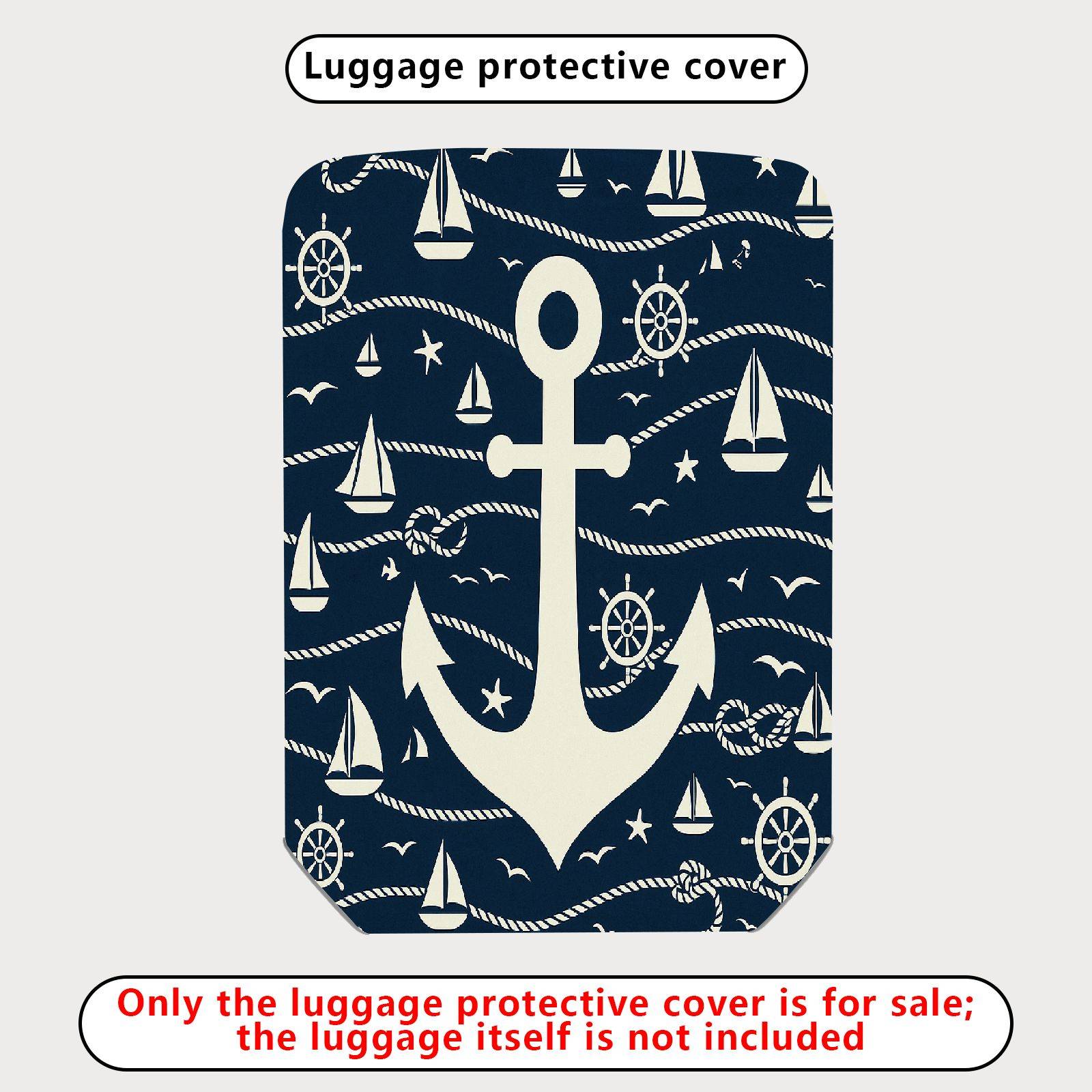 1-Piece Anchor Nautical Rope Sea Sailor Travel  Suitcase Luggage Cover, Stretch Protective Sleeve