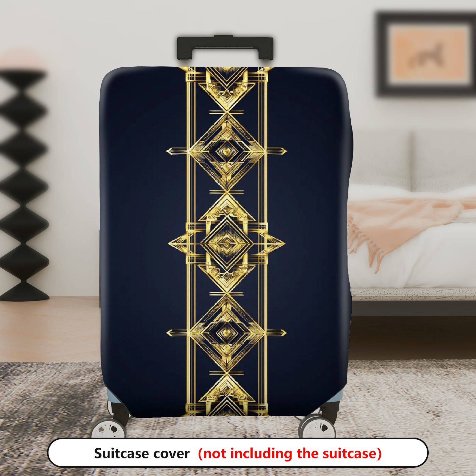 1-Piece Geometric Gold Navy Elegant Stylish Chic  Suitcase Luggage Cover, Stretch Protective Sleeve