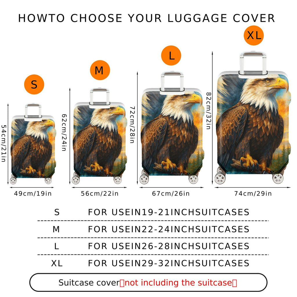 1-Piece Eagle Nature Wildlife Scenic Majestic Artistic  Suitcase Luggage Cover, Stretch Protective Sleeve