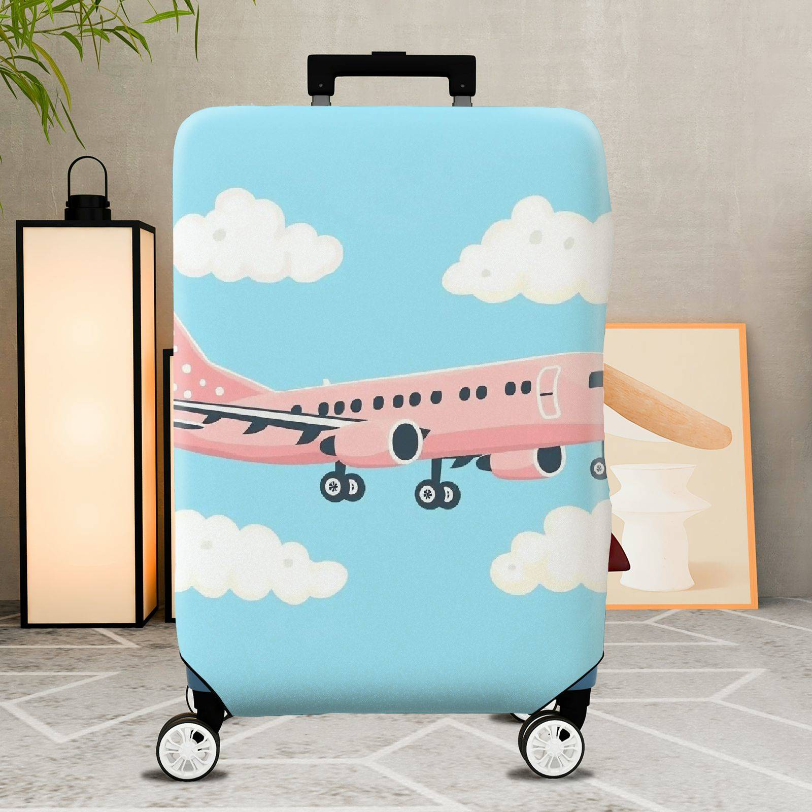 1-Piece Airplane Cloud Sky Travel Luggage  Suitcase Luggage Cover, Stretch Protective Sleeve