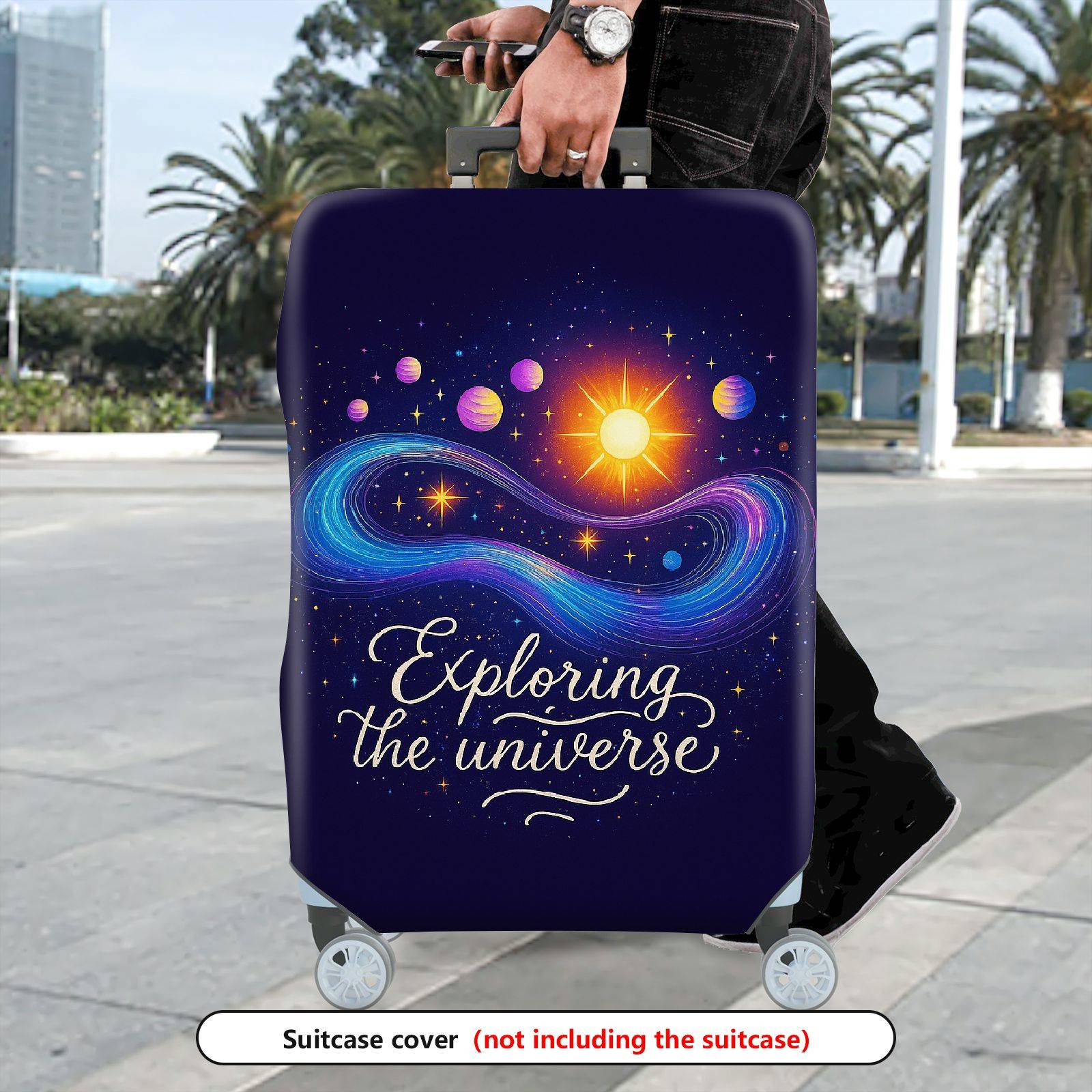 1-Piece Cosmic Galaxy Space Universe Planet Star  Suitcase Luggage Cover, Stretch Protective Sleeve