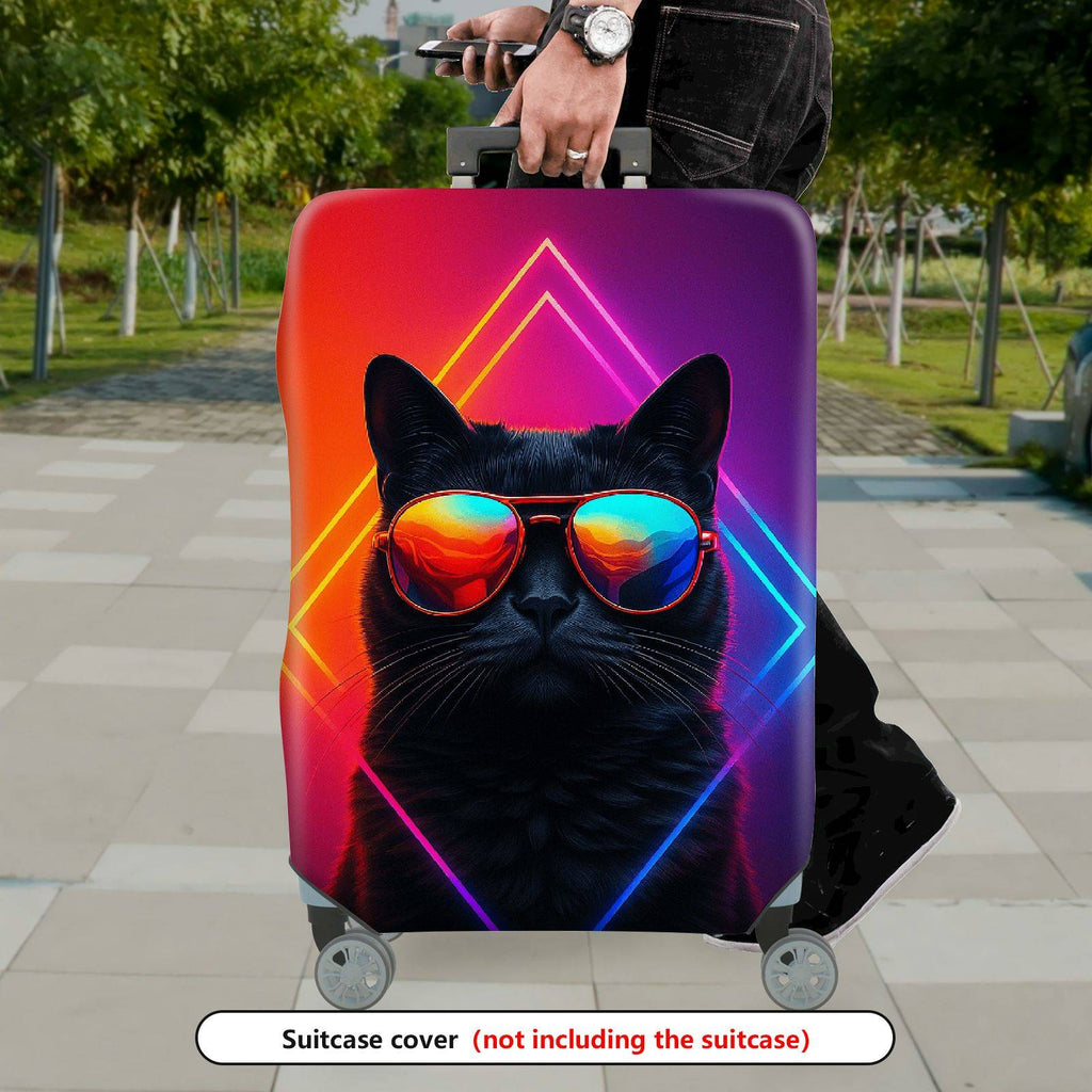 1-Piece Cat Sunglasses  Geometric Cool Trendy  Suitcase Luggage Cover, Stretch Protective Sleeve