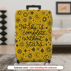 1-Piece Cosmic Starry Sky Text Inspirational Quote Artistic Yellow  Suitcase Luggage Cover, Stretch Protective Sleeve